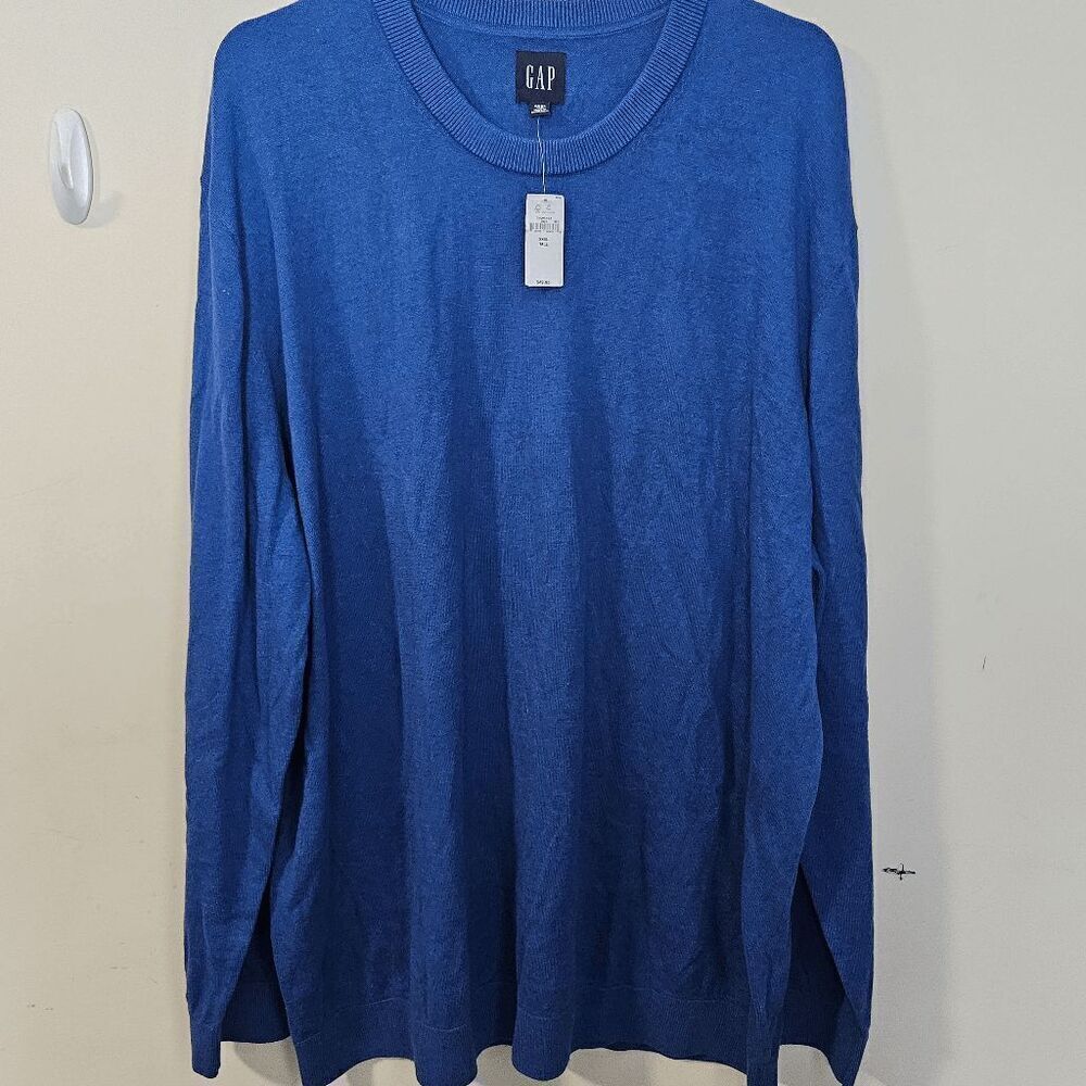 GAP Crew Neck Long Sleeve Lightweighr Pullover Sweater 737297 NWT Men's Blue Siz